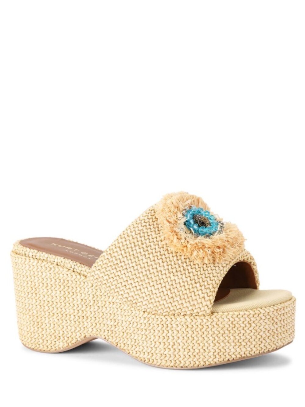 Kurt Geiger London Kensington Raffia Eye Platform Wedge Sandals Size 39 EU